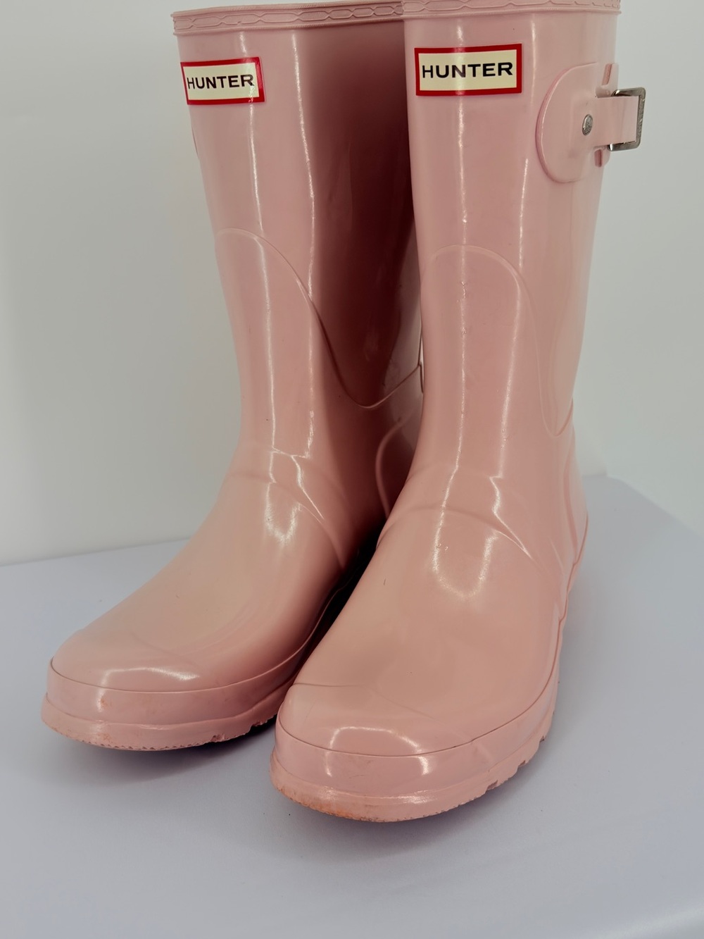 Hunter Original Short Gloss Pink Rain Boots Women’s Size 11 - Picture 2 of 7